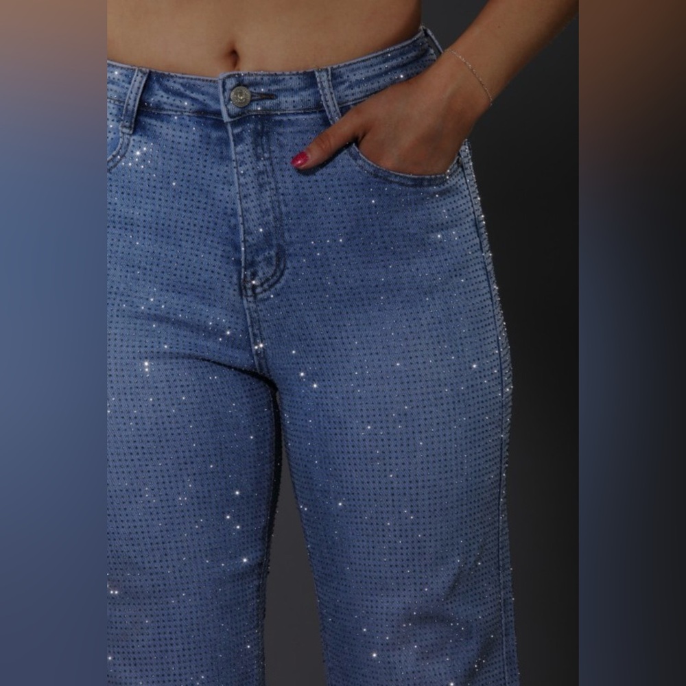 Boutique Rhinestone Embellished Jeans - Picture 6 of 14
